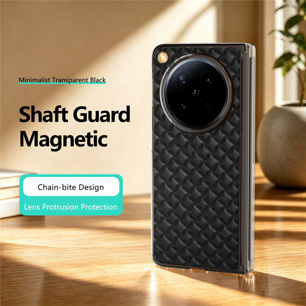 For Oppo Find N6 5G Dual-Axis Magnetic Case Diamond-Quilted Texture Leather PC Phone Cover