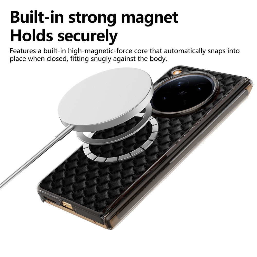 For Oppo Find N6 5G Dual-Axis Magnetic Case Diamond-Quilted Texture Leather PC Phone Cover