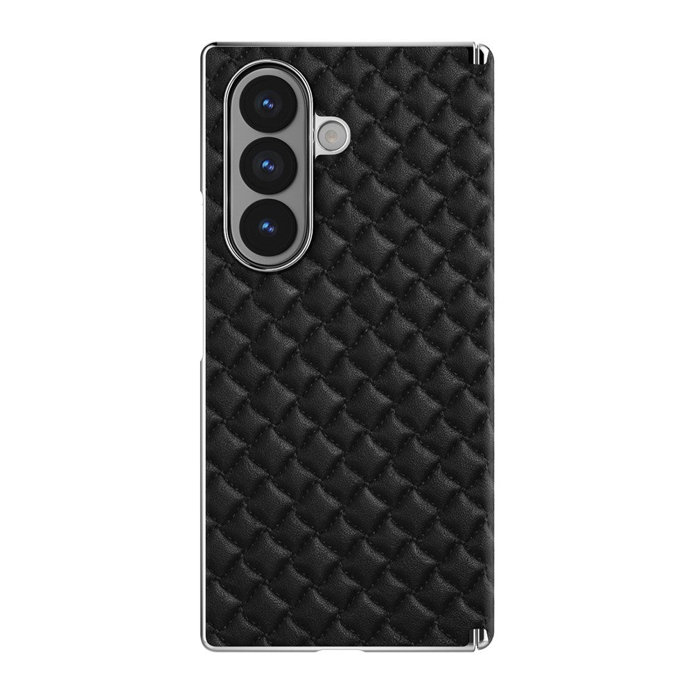 For Samsung Galaxy Z Fold7 5G Magnetic Phone Case Electroplated Leather PC Phone Back Cover
