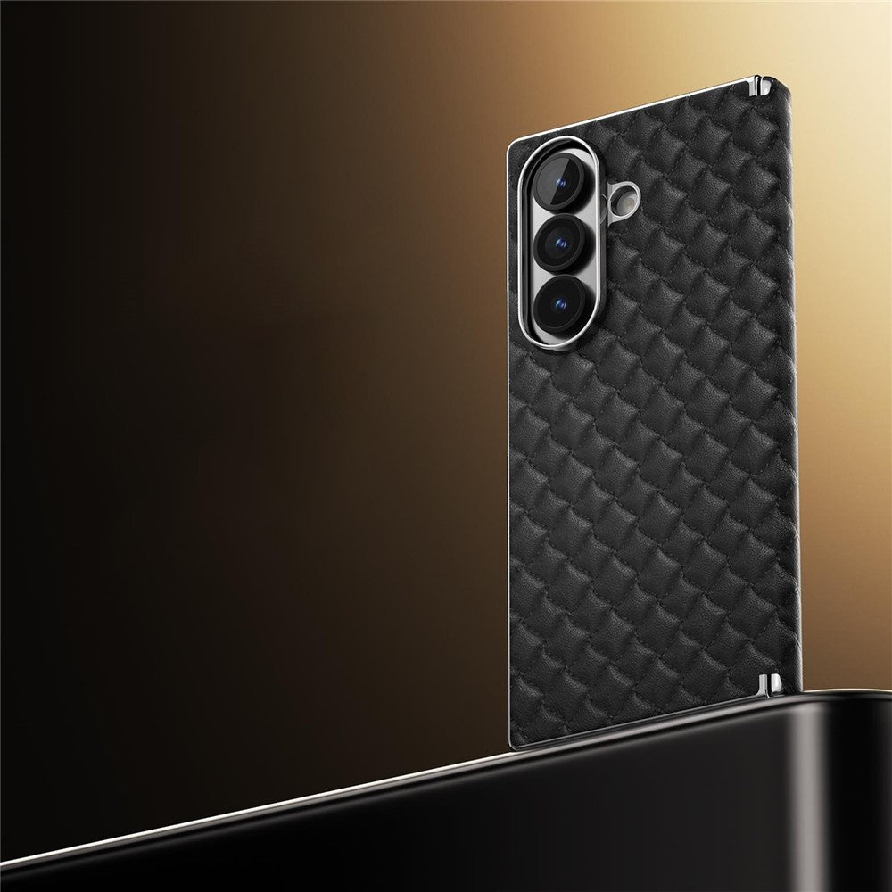 For Samsung Galaxy Z Fold7 5G Magnetic Phone Case Electroplated Leather PC Phone Back Cover