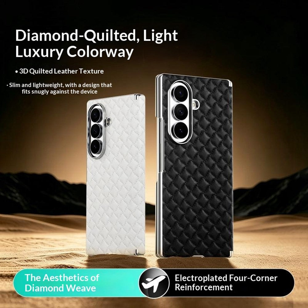 For Samsung Galaxy Z Fold7 5G Magnetic Phone Case Electroplated Leather PC Phone Back Cover