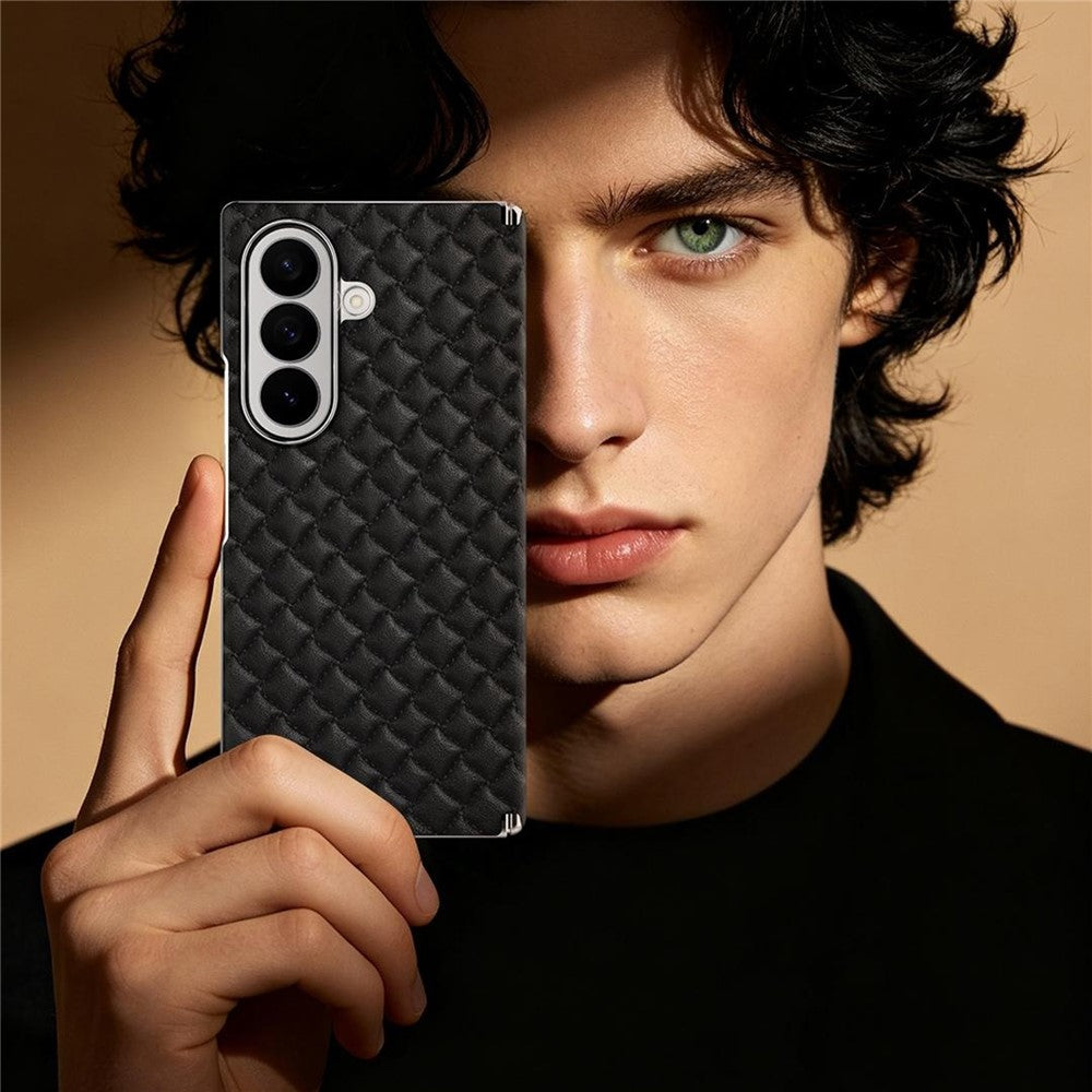 For Samsung Galaxy Z Fold7 5G Magnetic Phone Case Electroplated Leather PC Phone Back Cover