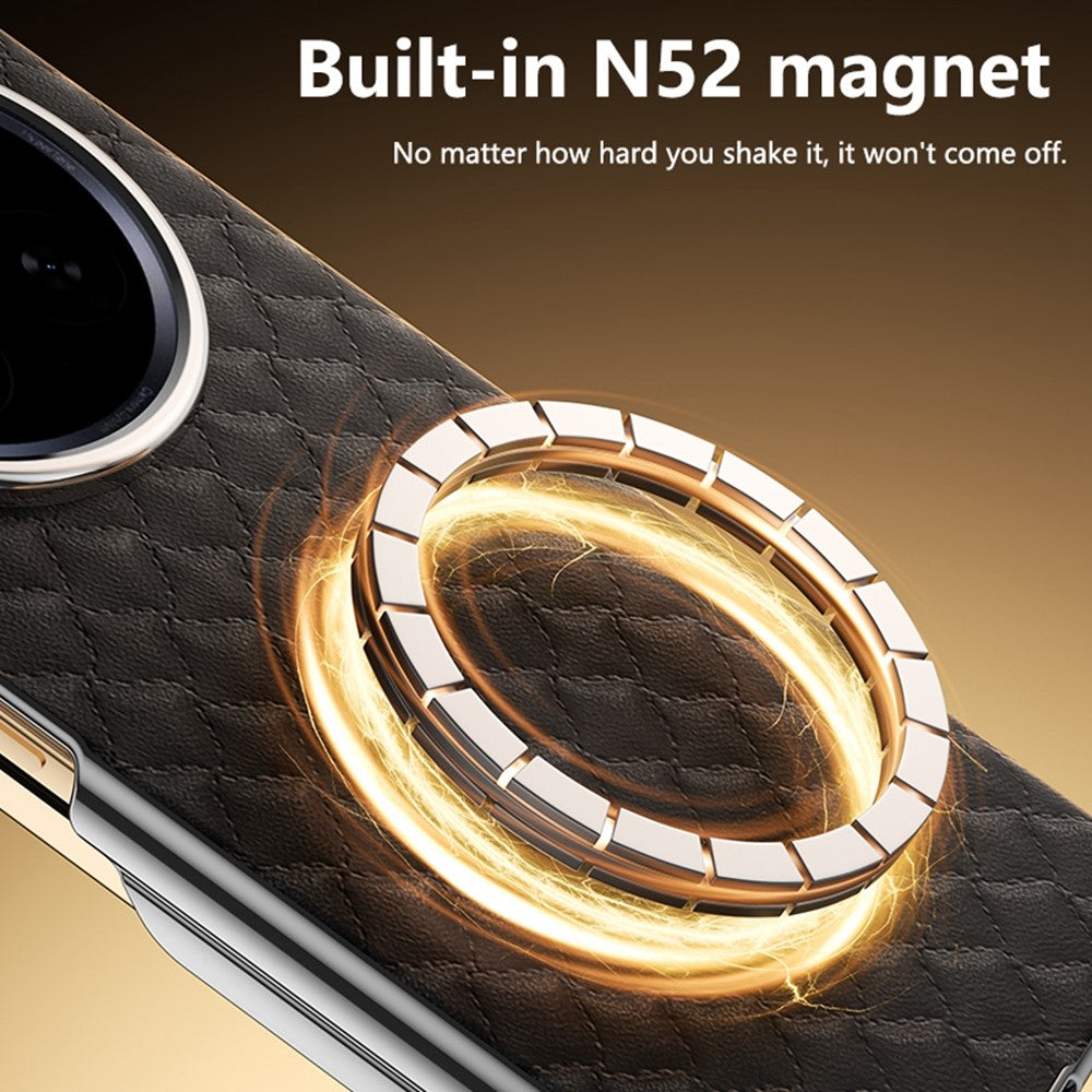 For Oppo Find N6 5G Magnetic Phone Case Electroplated Leather PC Phone Back Cover