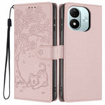 For Xiaomi Redmi Note 17 4G (Global) / Note 17 5G (Global) / Note 17 (India / China) 5G Stand Case Tree-and-Cat Pattern PU Leather Wallet Protective Phone Cover with Wrist Strap