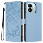 For Xiaomi Redmi Note 17 4G (Global) / Note 17 5G (Global) / Note 17 (India / China) 5G Stand Case Tree-and-Cat Pattern PU Leather Wallet Protective Phone Cover with Wrist Strap