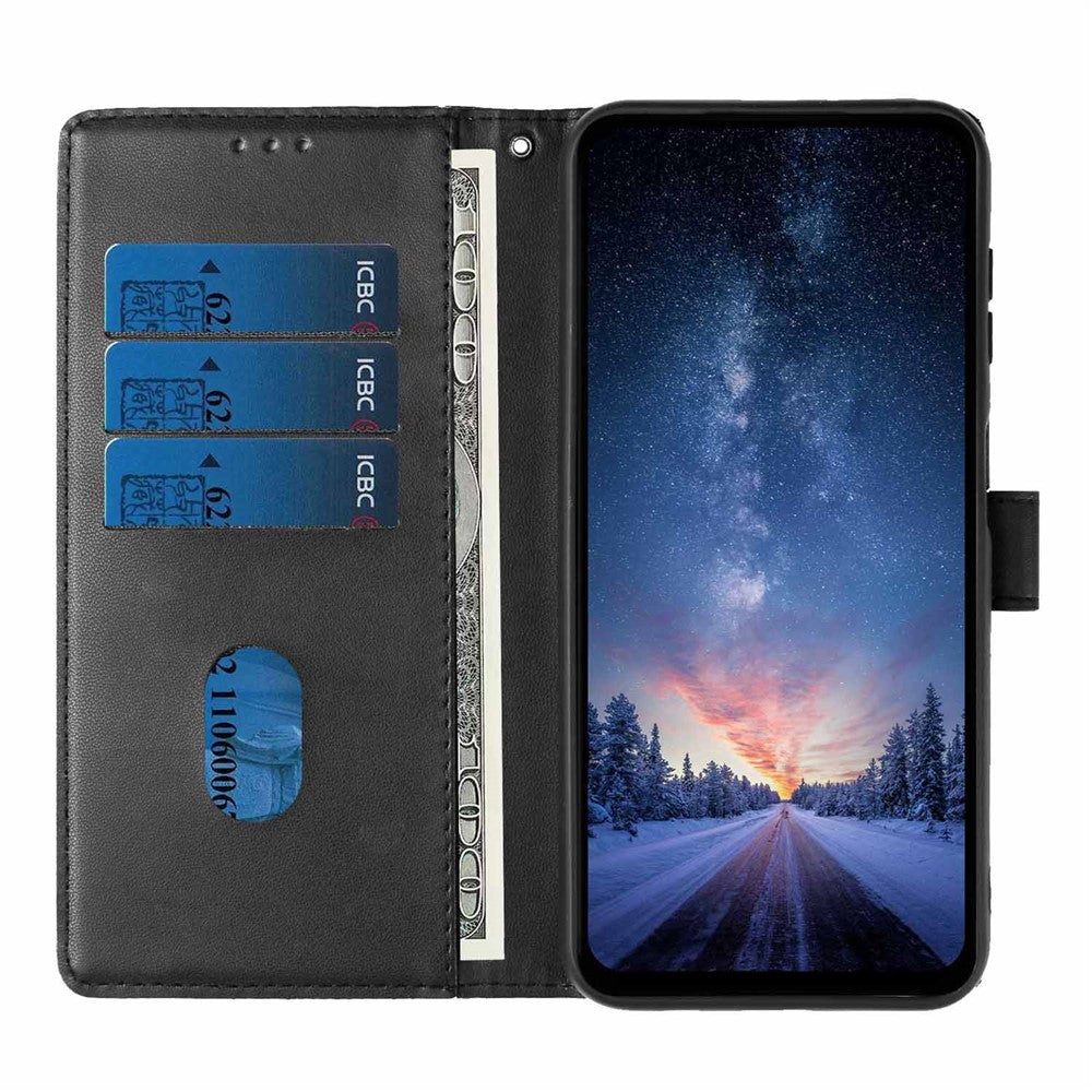 For Xiaomi Redmi Note 17 Pro 5G Stand Case Tree-and-Cat Pattern PU Leather Wallet Protective Phone Cover with Wrist Strap