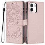 For Xiaomi Redmi Note 17 Pro+ 5G / Note 17 Pro Max 5G Stand Case Tree-and-Cat Pattern PU Leather Wallet Protective Phone Cover with Wrist Strap