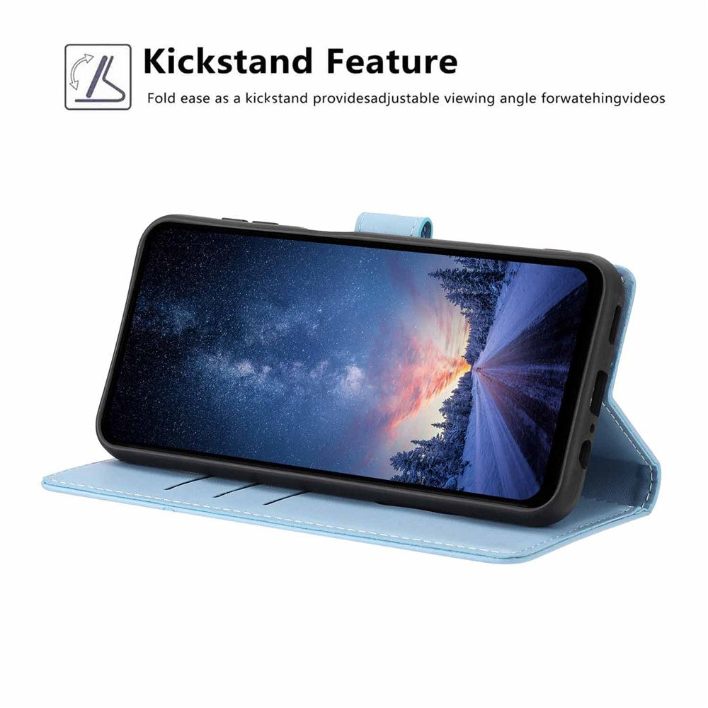 For Xiaomi Redmi Note 17 Pro+ 5G / Note 17 Pro Max 5G Stand Case Tree-and-Cat Pattern PU Leather Wallet Protective Phone Cover with Wrist Strap