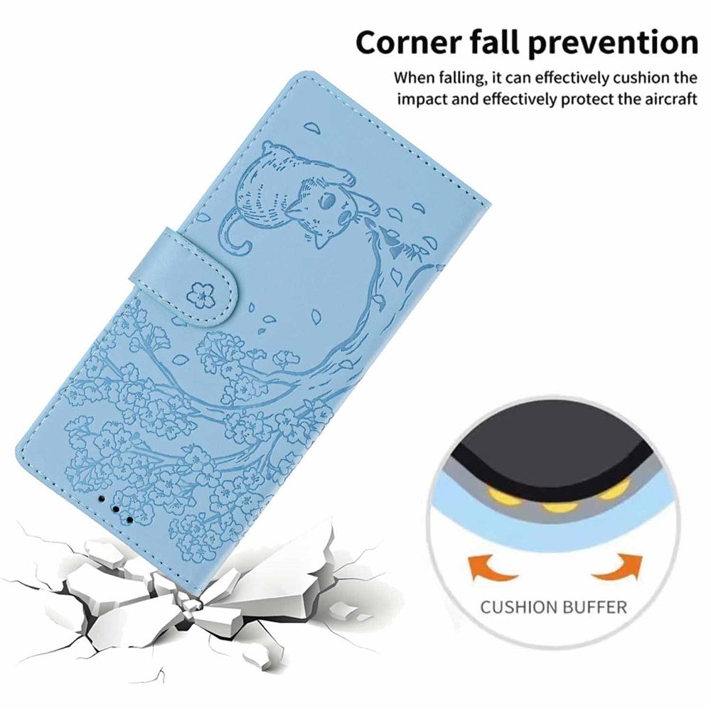 For Xiaomi Redmi Note 17 Pro+ 5G / Note 17 Pro Max 5G Stand Case Tree-and-Cat Pattern PU Leather Wallet Protective Phone Cover with Wrist Strap