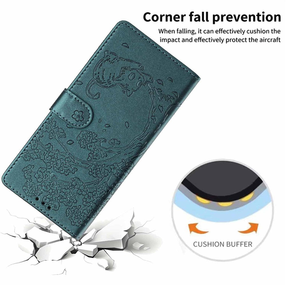 For Xiaomi Redmi 17 4G / 5G Stand Case Tree-and-Cat Pattern PU Leather Wallet Protective Phone Cover with Wrist Strap