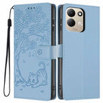 For Xiaomi Redmi 17 4G / 5G Stand Case Tree-and-Cat Pattern PU Leather Wallet Protective Phone Cover with Wrist Strap