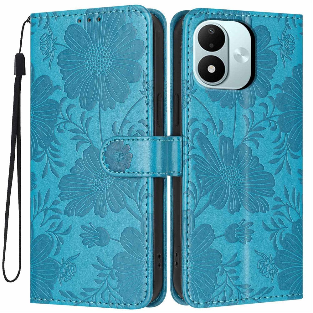 Xiaomi Redmi Note 17 4G (Global) / Note 17 5G (Global) / Note 17 (Indien/Kina) 5G-pungcover i blomstret PU-læder med stativ, foldbart cover og håndledsrem