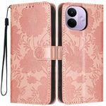 For Xiaomi Redmi Note 17 Pro 5G Wallet Case Imprint Floral PU Leather Stand Flip Phone Cover with Wrist Strap