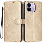 For Xiaomi Redmi Note 17 Pro 5G Wallet Case Imprint Floral PU Leather Stand Flip Phone Cover with Wrist Strap