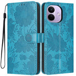 For Xiaomi Redmi Note 17 Pro 5G Wallet Case Imprint Floral PU Leather Stand Flip Phone Cover with Wrist Strap