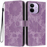 For Xiaomi Redmi Note 17 Pro 5G Wallet Case Imprint Floral PU Leather Stand Flip Phone Cover with Wrist Strap