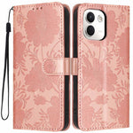For Xiaomi Redmi Note 17 Pro+ 5G / Note 17 Pro Max 5G Wallet Case Imprint Floral PU Leather Stand Flip Phone Cover with Wrist Strap