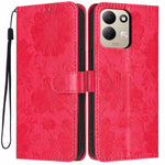 For Xiaomi Redmi 17 4G / 5G Wallet Case Imprint Floral PU Leather Stand Flip Phone Cover with Wrist Strap