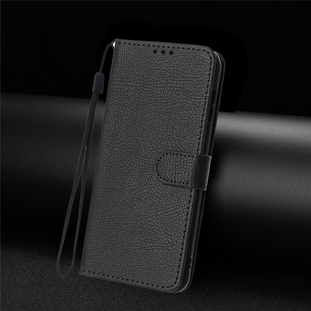 For Xiaomi Redmi Note 17 Pro 5G Wallet Case Litchi Texture Leather Flip Cover with Card Slots and Hand Strap