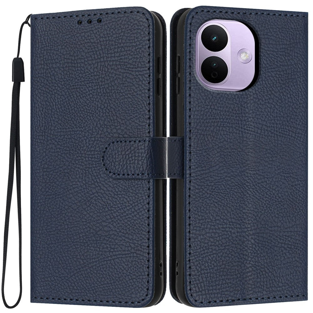 For Xiaomi Redmi Note 17 Pro 5G Wallet Case Litchi Texture Leather Flip Cover with Card Slots and Hand Strap