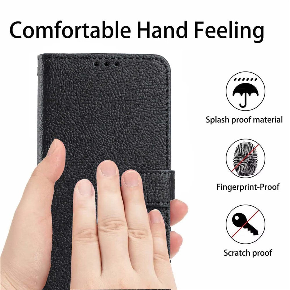 For Xiaomi Redmi Note 17 Pro+ 5G / Note 17 Pro Max 5G Wallet Case Litchi Texture Leather Flip Cover with Card Slots and Hand Strap