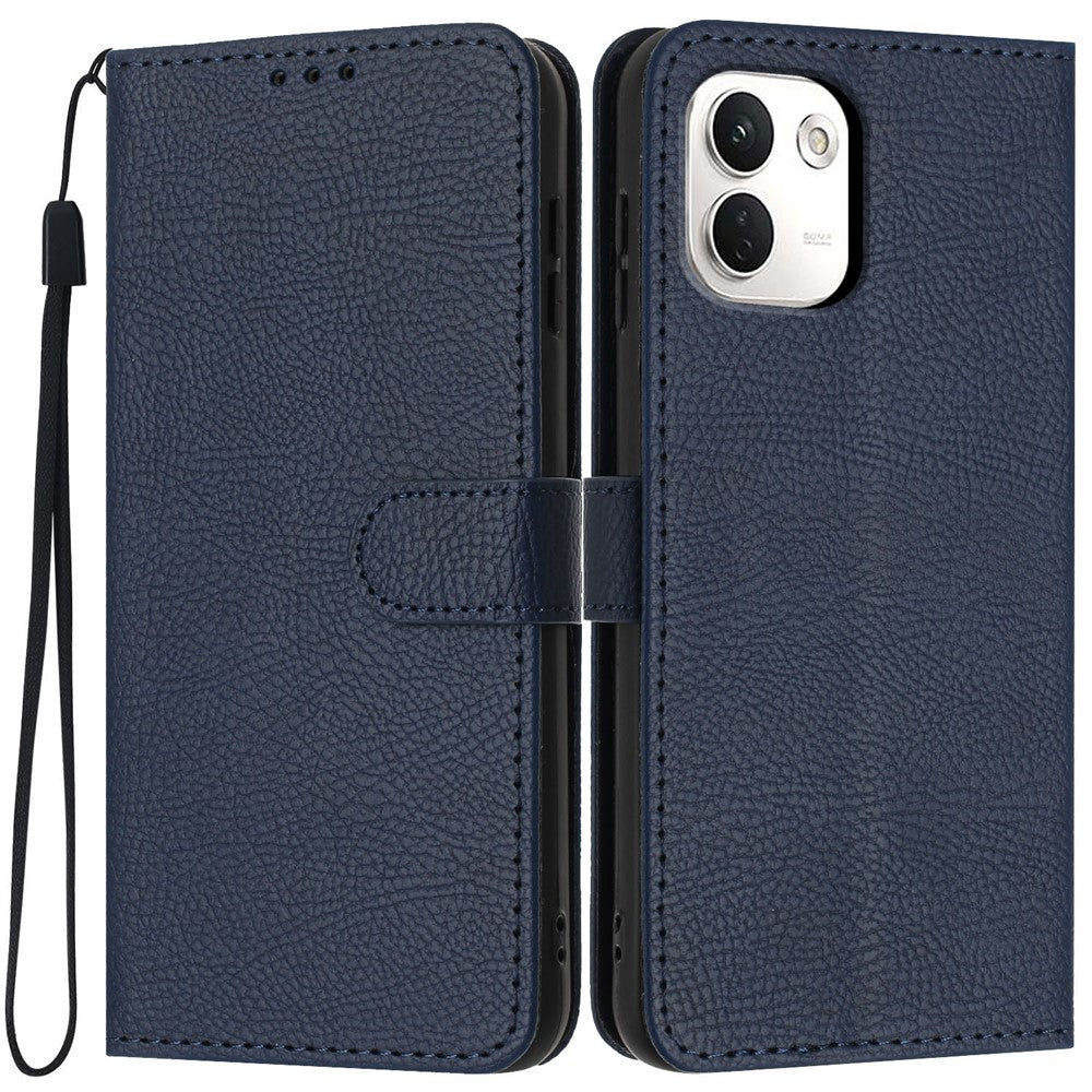 For Xiaomi Redmi Note 17 Pro+ 5G / Note 17 Pro Max 5G Wallet Case Litchi Texture Leather Flip Cover with Card Slots and Hand Strap