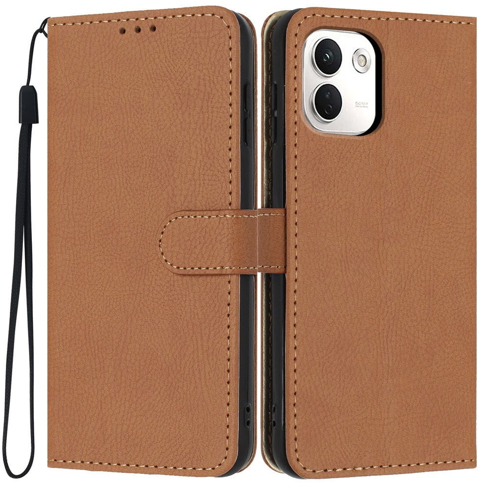 For Xiaomi Redmi Note 17 Pro+ 5G / Note 17 Pro Max 5G Wallet Case Litchi Texture Leather Flip Cover with Card Slots and Hand Strap