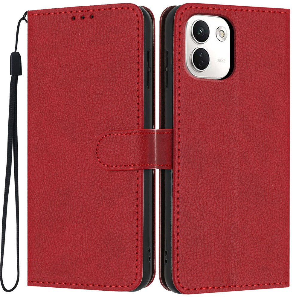 For Xiaomi Redmi Note 17 Pro+ 5G / Note 17 Pro Max 5G Wallet Case Litchi Texture Leather Flip Cover with Card Slots and Hand Strap