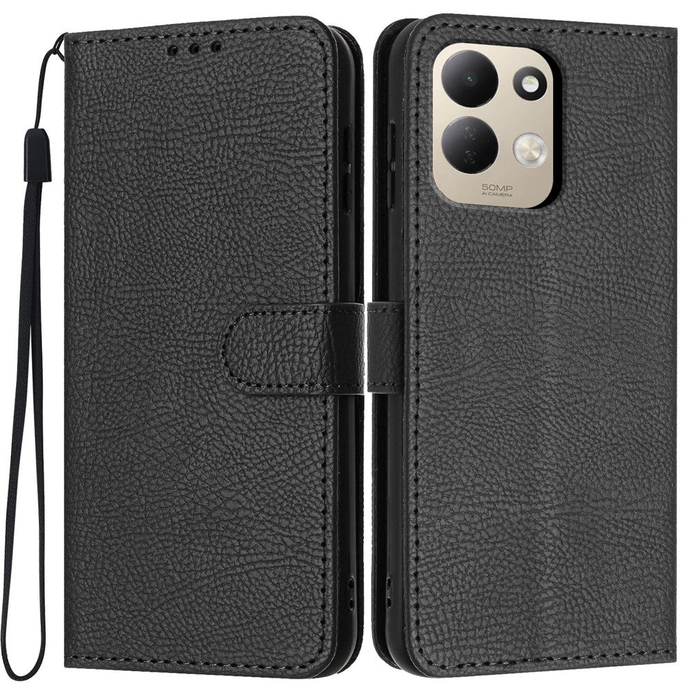 For Xiaomi Redmi 17 4G / 5G Wallet Case Litchi Texture Leather Flip Cover with Card Slots and Hand Strap