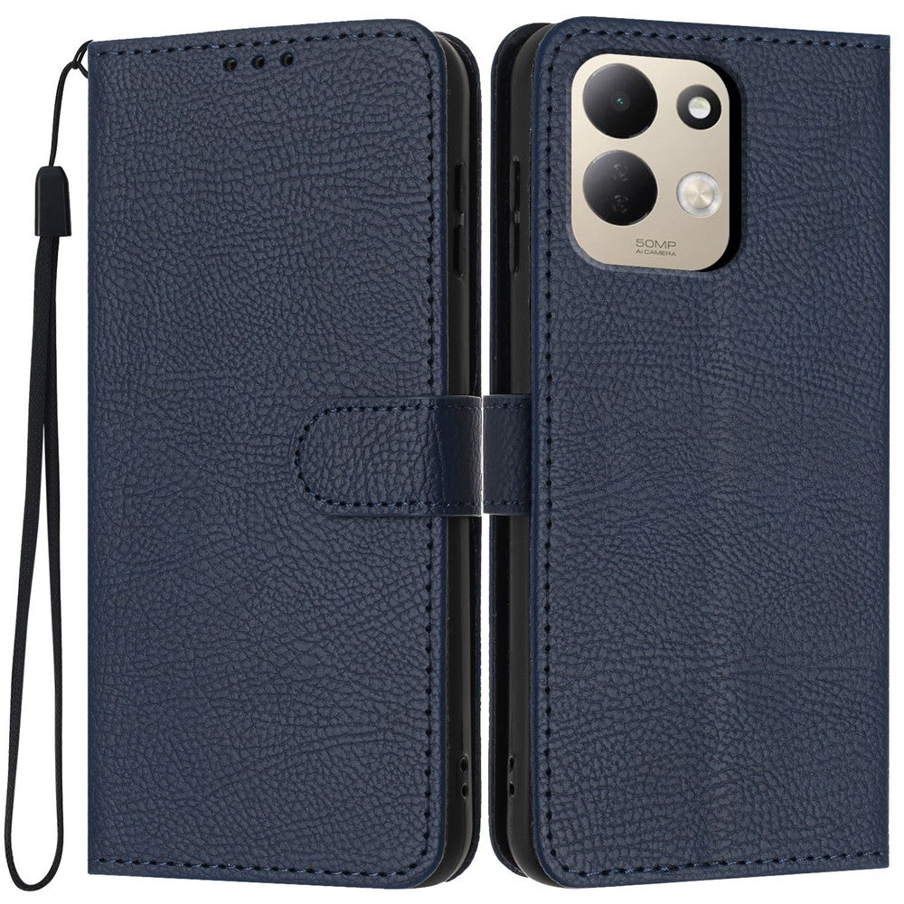 For Xiaomi Redmi 17 4G / 5G Wallet Case Litchi Texture Leather Flip Cover with Card Slots and Hand Strap