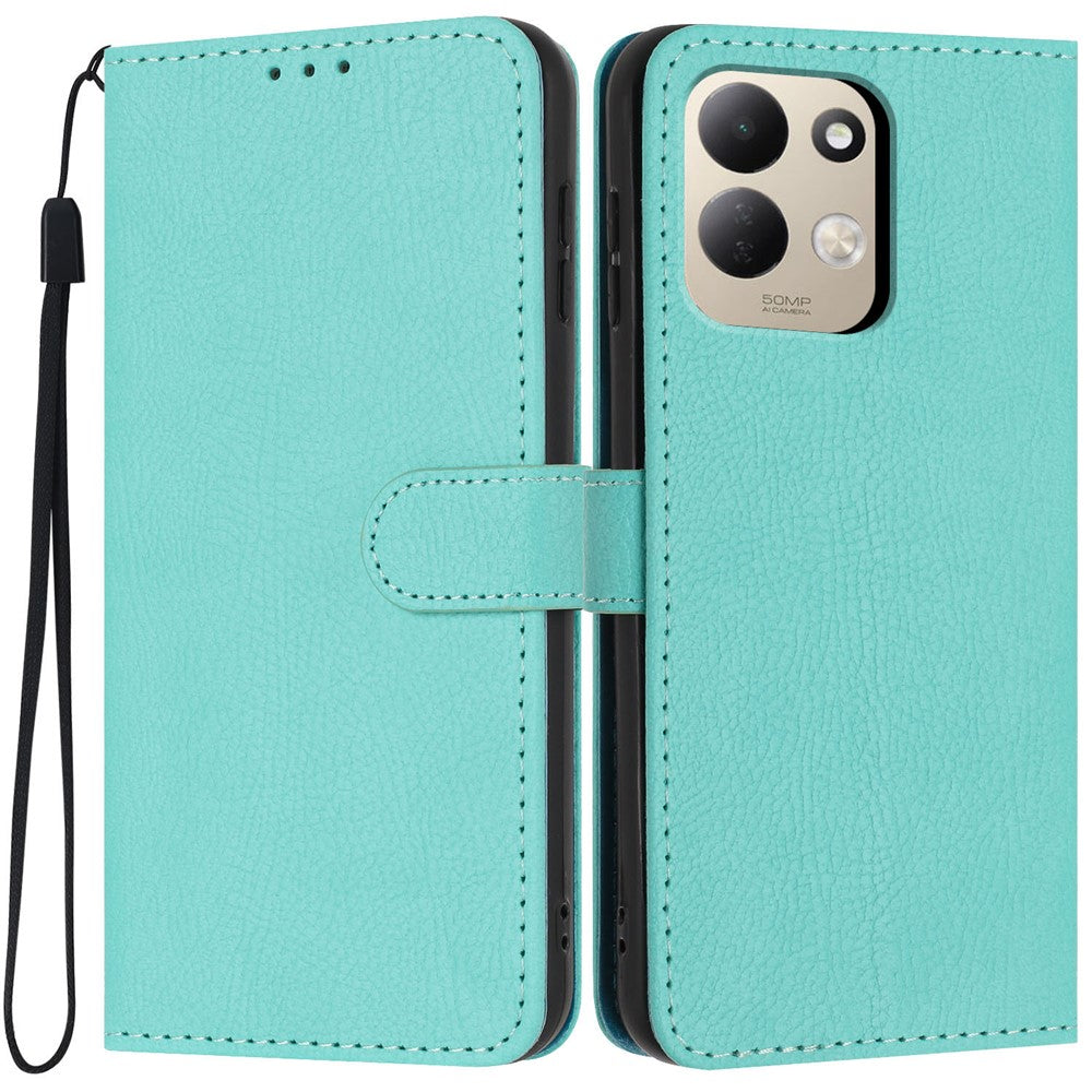 For Xiaomi Redmi 17 4G / 5G Wallet Case Litchi Texture Leather Flip Cover with Card Slots and Hand Strap