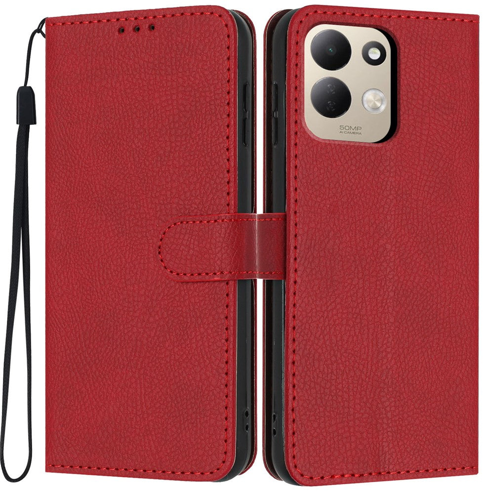 For Xiaomi Redmi 17 4G / 5G Wallet Case Litchi Texture Leather Flip Cover with Card Slots and Hand Strap
