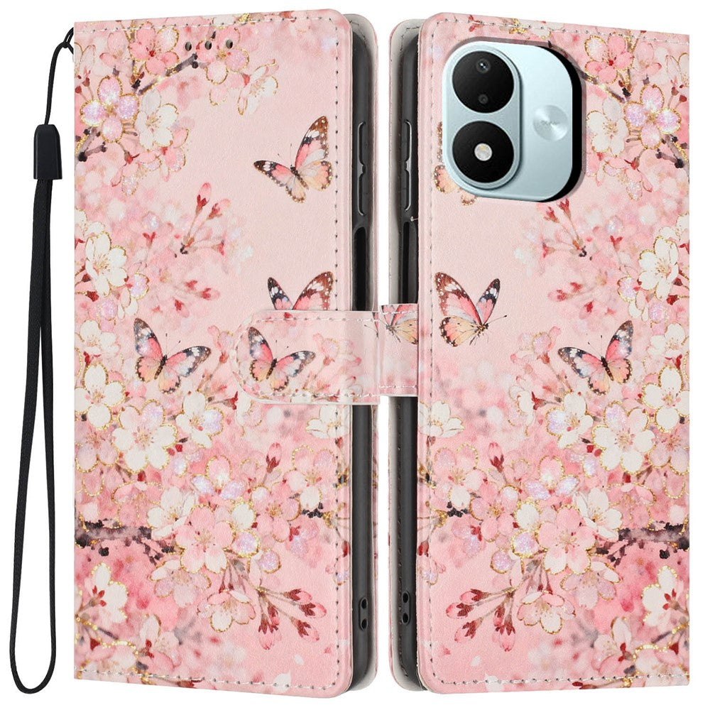 For Xiaomi Redmi Note 17 4G (Global) / Note 17 5G (Global) / Note 17 (India / China) 5G Wallet Case Pattern Printing PU Leather Stand Flip Phone Cover with Wrist Strap