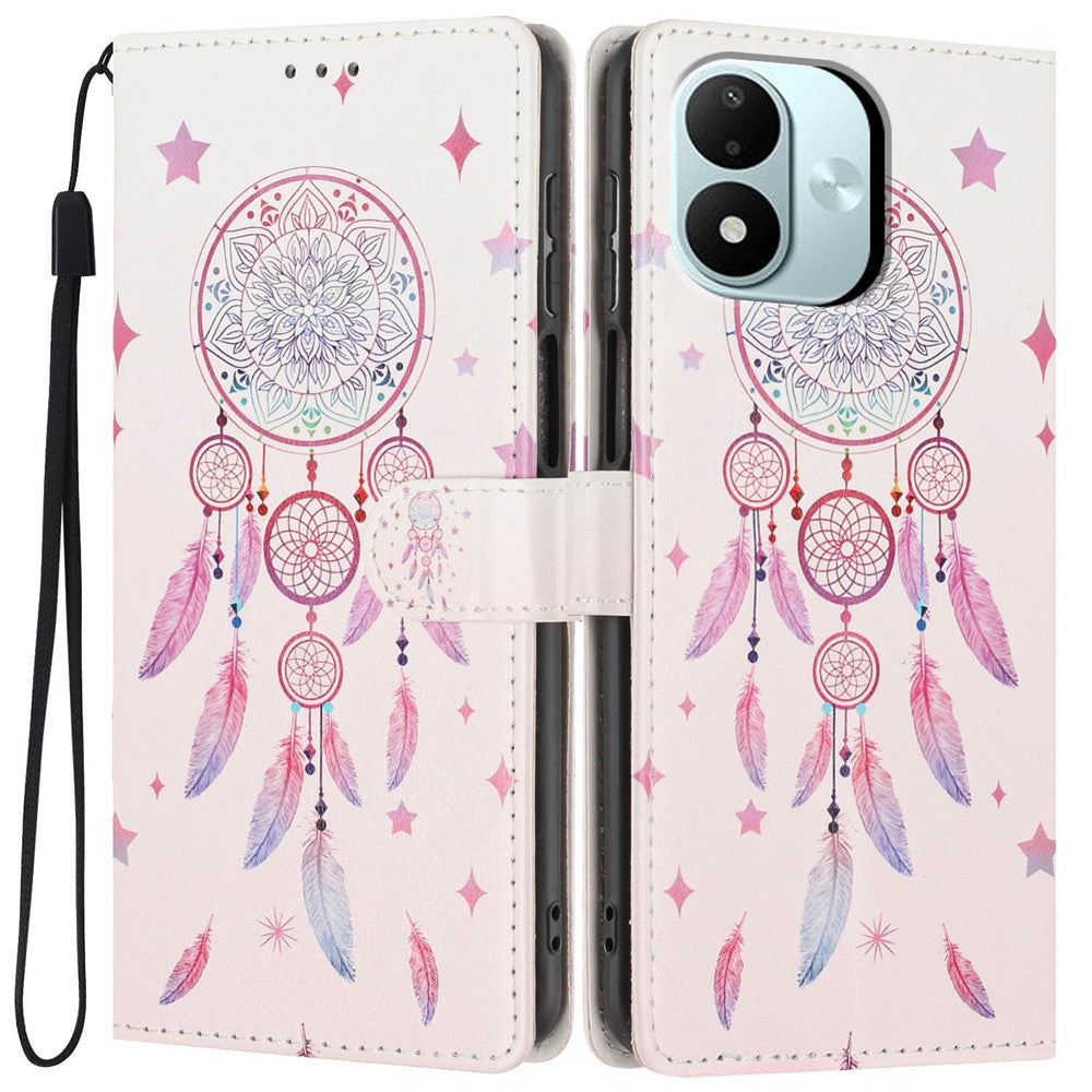 For Xiaomi Redmi Note 17 4G (Global) / Note 17 5G (Global) / Note 17 (India / China) 5G Wallet Case Pattern Printing PU Leather Stand Flip Phone Cover with Wrist Strap
