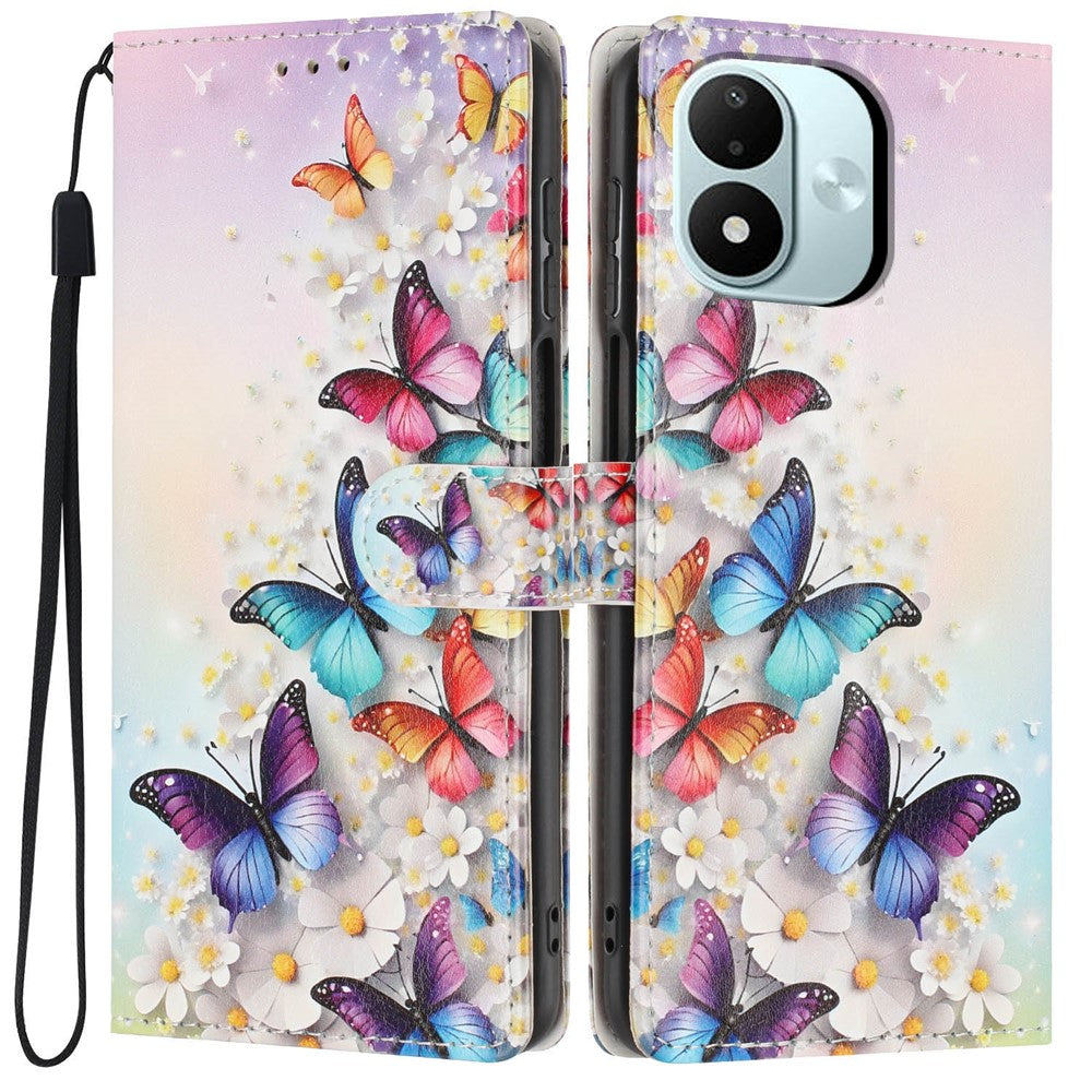 For Xiaomi Redmi Note 17 4G (Global) / Note 17 5G (Global) / Note 17 (India / China) 5G Wallet Case Pattern Printing PU Leather Stand Flip Phone Cover with Wrist Strap