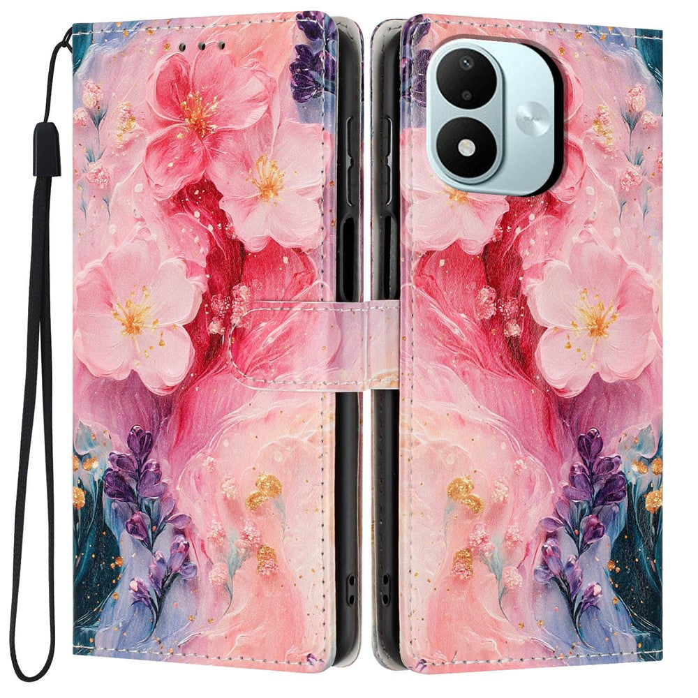 Xiaomi Redmi Note 17 4G (Global) / Note 17 5G (Global) / Note 17 (Indien/Kina) 5G Plånboksfodral Mönstertryck PU-läder Stativ Flip mobilskal med Handledsrem