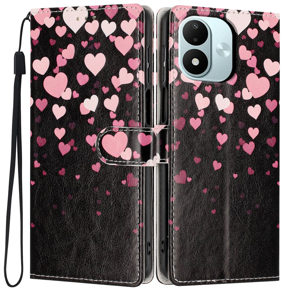For Xiaomi Redmi Note 17 4G (Global) / Note 17 5G (Global) / Note 17 (India / China) 5G Wallet Case Pattern Printing PU Leather Stand Flip Phone Cover with Wrist Strap