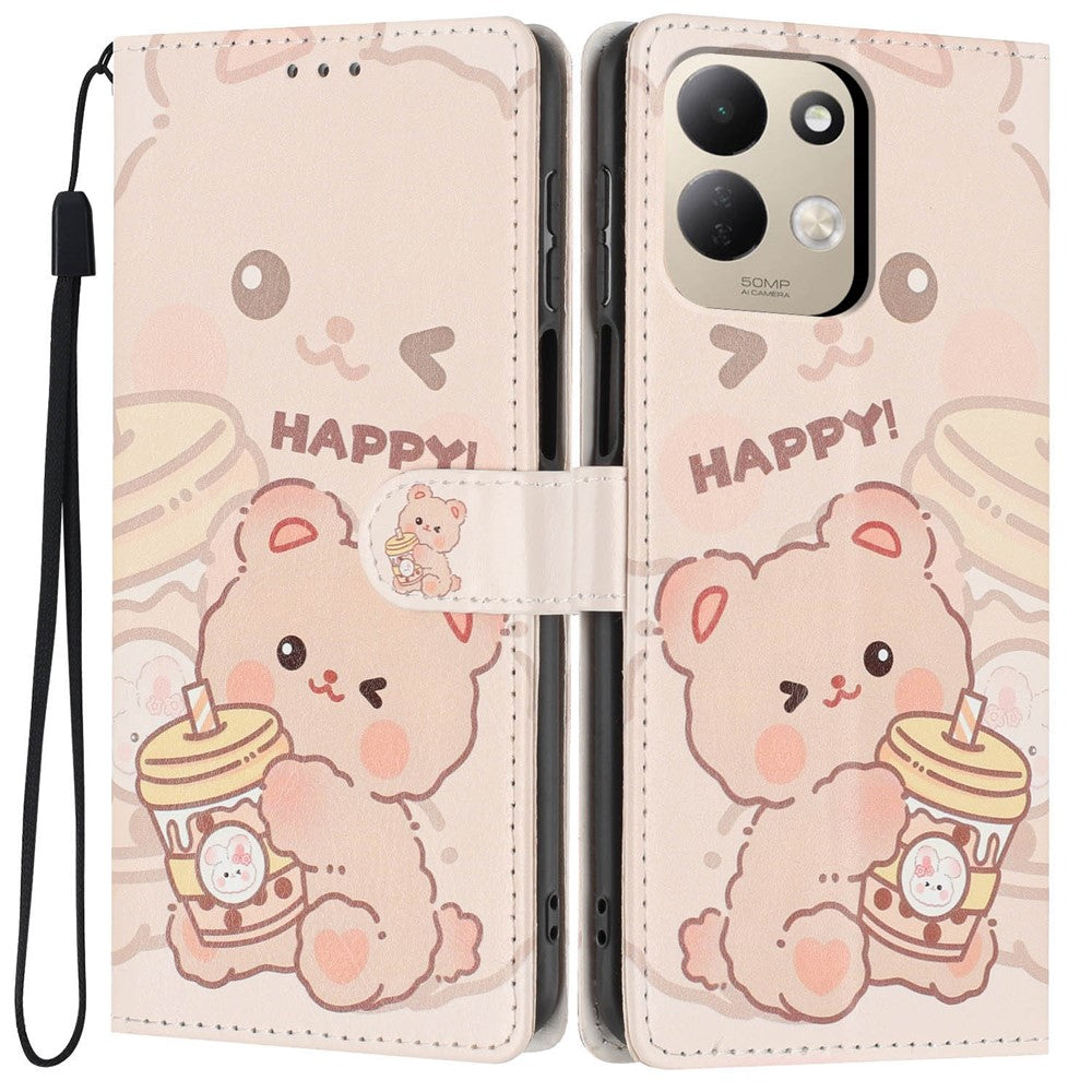 For Xiaomi Redmi 17 4G / 5G Wallet Case Pattern Printing PU Leather Stand Flip Phone Cover with Wrist Strap