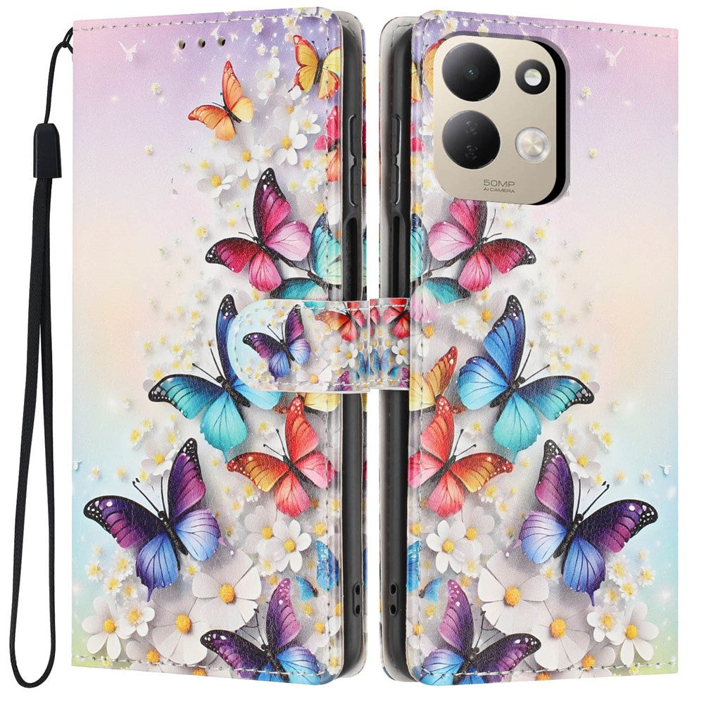 For Xiaomi Redmi 17 4G / 5G Wallet Case Pattern Printing PU Leather Stand Flip Phone Cover with Wrist Strap