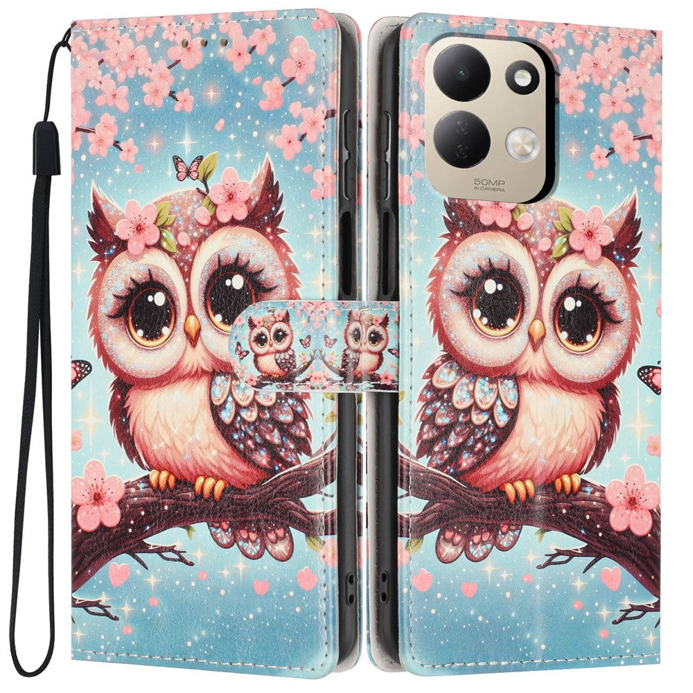 For Xiaomi Redmi 17 4G / 5G Wallet Case Pattern Printing PU Leather Stand Flip Phone Cover with Wrist Strap