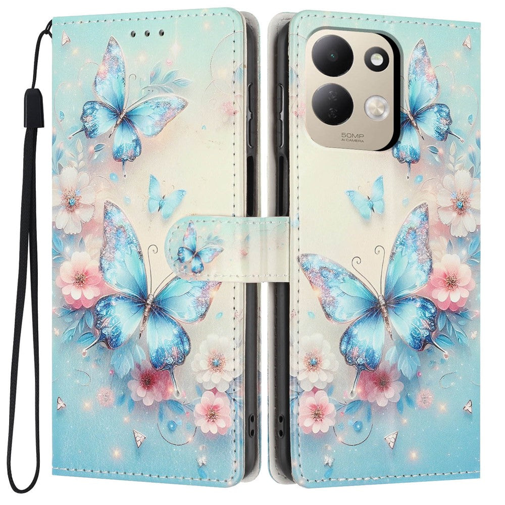 For Xiaomi Redmi 17 4G / 5G Wallet Case Pattern Printing PU Leather Stand Flip Phone Cover with Wrist Strap