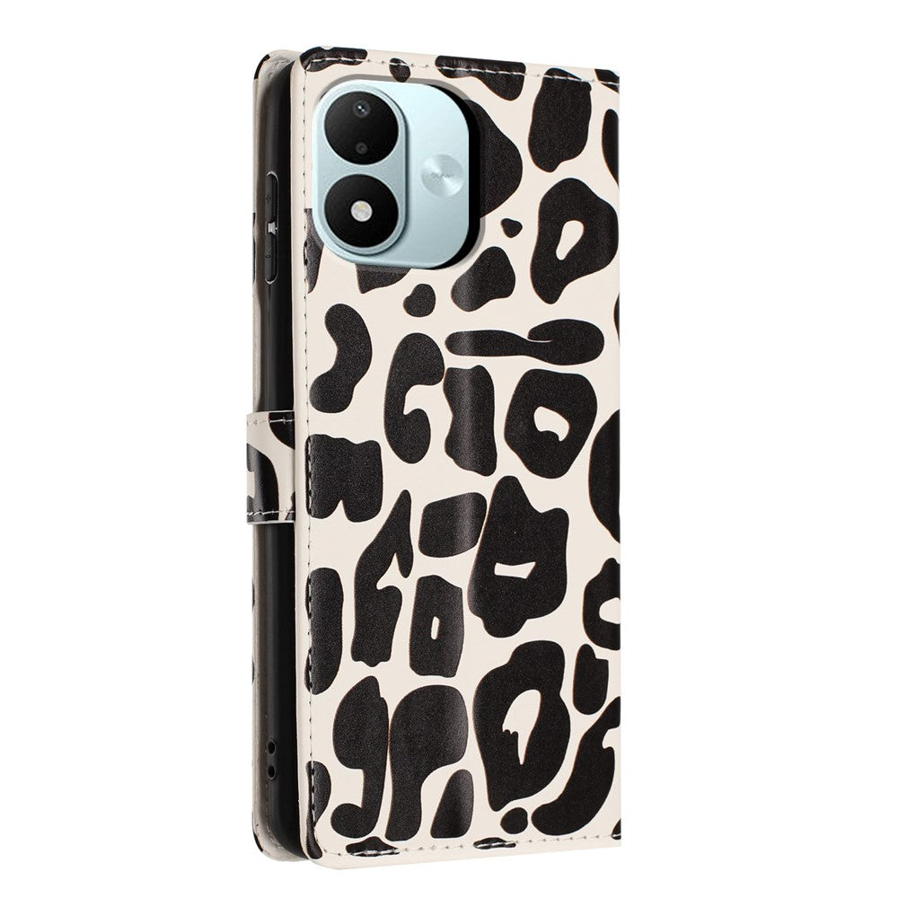 Xiaomi Redmi Note 17 4G (Global) / Note 17 5G (Global) / Note 17 (Indien/Kina) 5G-skal, leopardmönster, plånboksfodral, läderfodral med handledsrem
