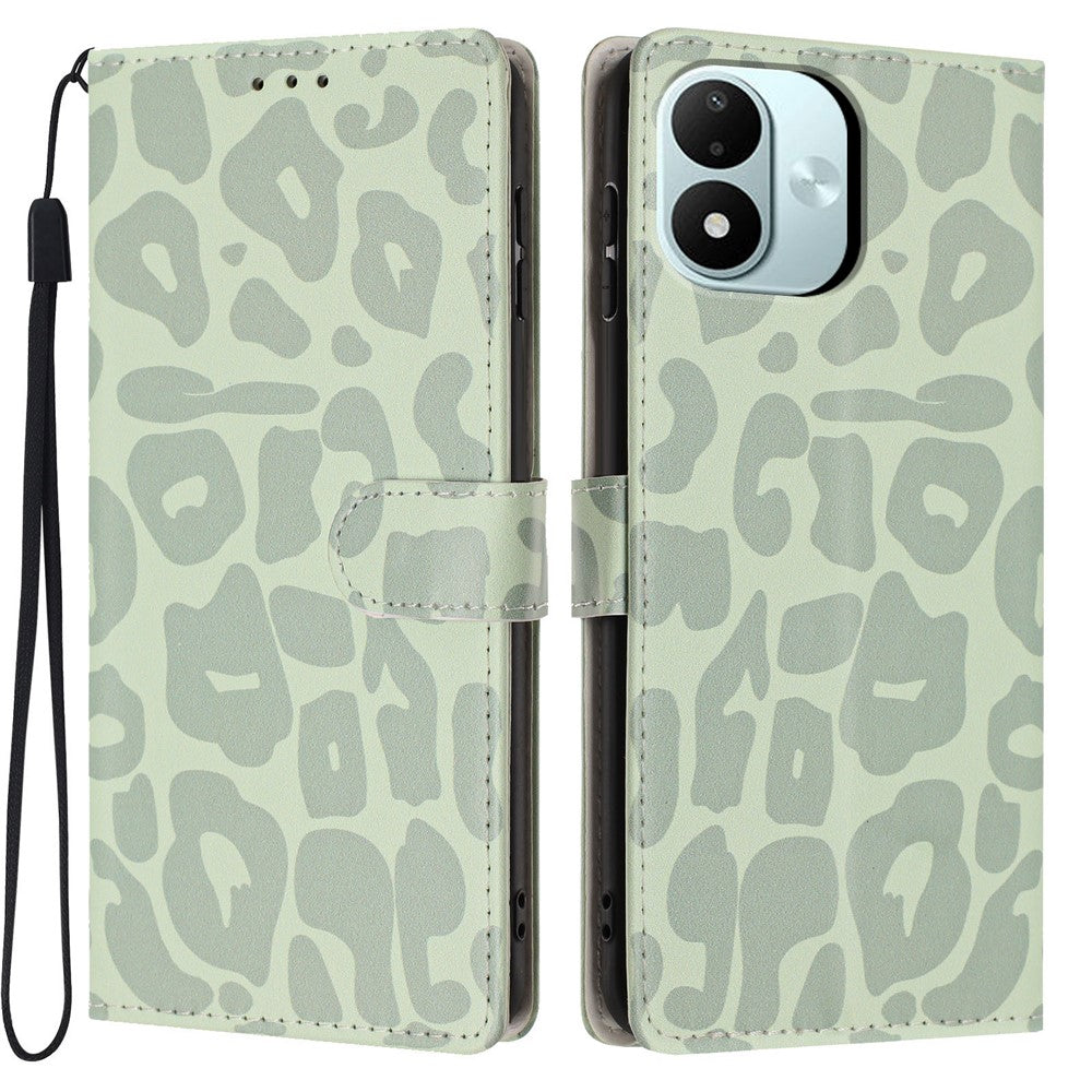 Xiaomi Redmi Note 17 4G (Global) / Note 17 5G (Global) / Note 17 (Indien/Kina) 5G-skal, leopardmönster, plånboksfodral, läderfodral med handledsrem