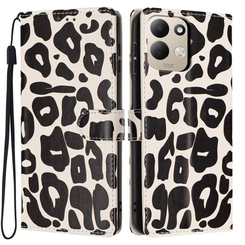 For Xiaomi Redmi 17 4G / 5G Case Leopard Print Wallet Stand Flip Leather Phone Cover with Wrist Strap