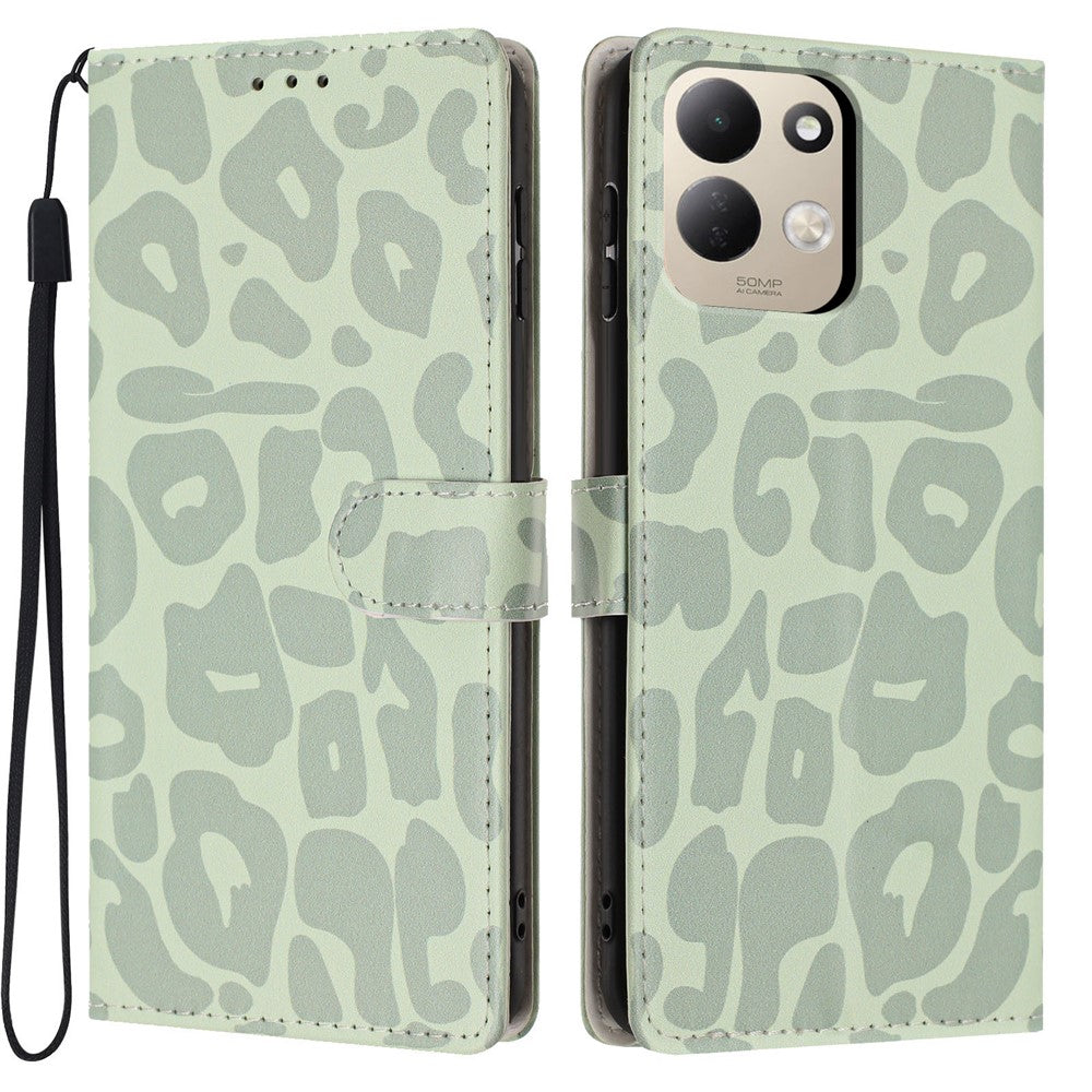 For Xiaomi Redmi 17 4G / 5G Case Leopard Print Wallet Stand Flip Leather Phone Cover with Wrist Strap