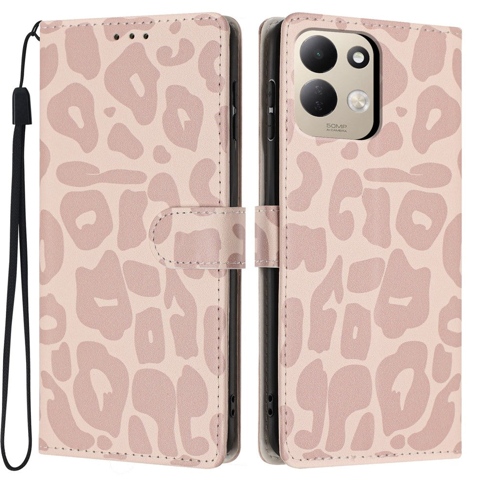 For Xiaomi Redmi 17 4G / 5G Case Leopard Print Wallet Stand Flip Leather Phone Cover with Wrist Strap