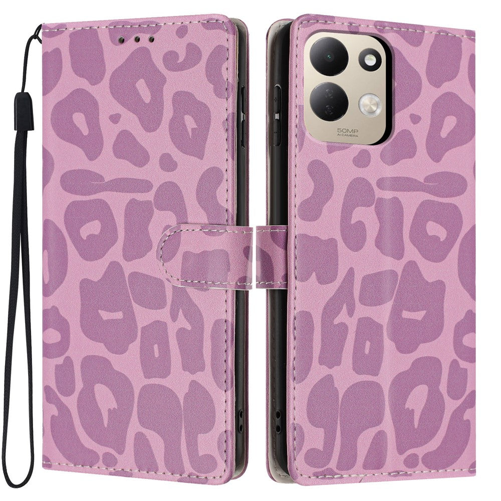 For Xiaomi Redmi 17 4G / 5G Case Leopard Print Wallet Stand Flip Leather Phone Cover with Wrist Strap