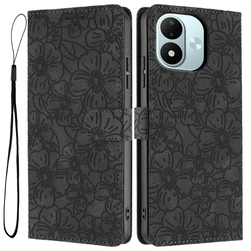 For Xiaomi Redmi Note 17 4G (Global) / Note 17 5G (Global) / Note 17 (India / China) 5G Case Cherry Blossom Pattern Leather Wallet Stand Phone Cover with Wrist Strap