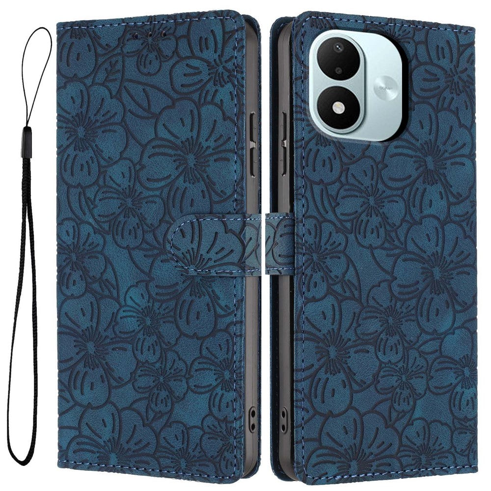 For Xiaomi Redmi Note 17 4G (Global) / Note 17 5G (Global) / Note 17 (India / China) 5G Case Cherry Blossom Pattern Leather Wallet Stand Phone Cover with Wrist Strap