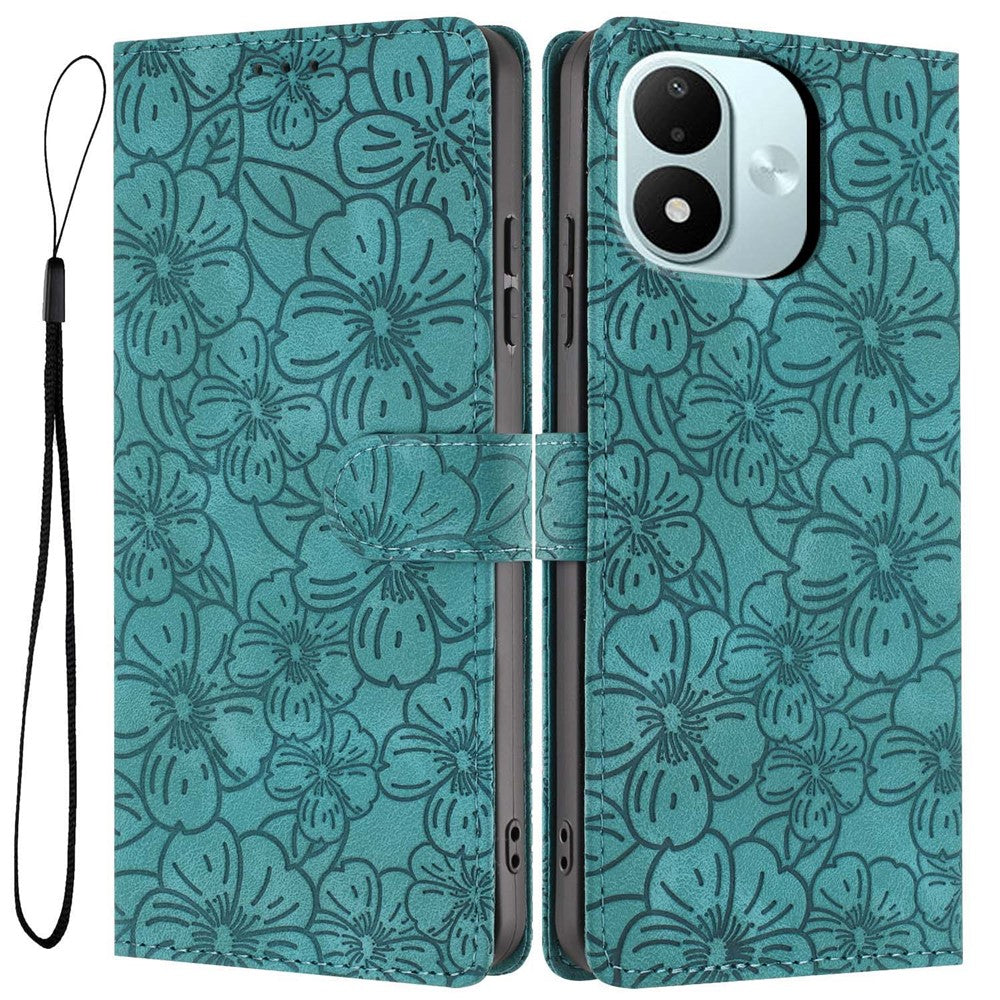 For Xiaomi Redmi Note 17 4G (Global) / Note 17 5G (Global) / Note 17 (India / China) 5G Case Cherry Blossom Pattern Leather Wallet Stand Phone Cover with Wrist Strap